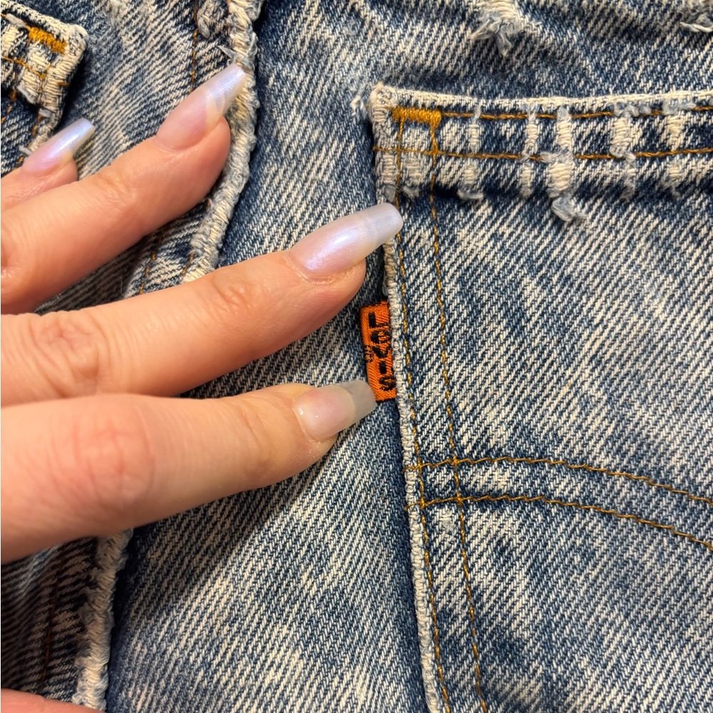 RARE VINTAGE LEVI'S ORANGE TAB Acid Wash High Rise Cutoff Denim Jean Shorts - Picture 5 of 15